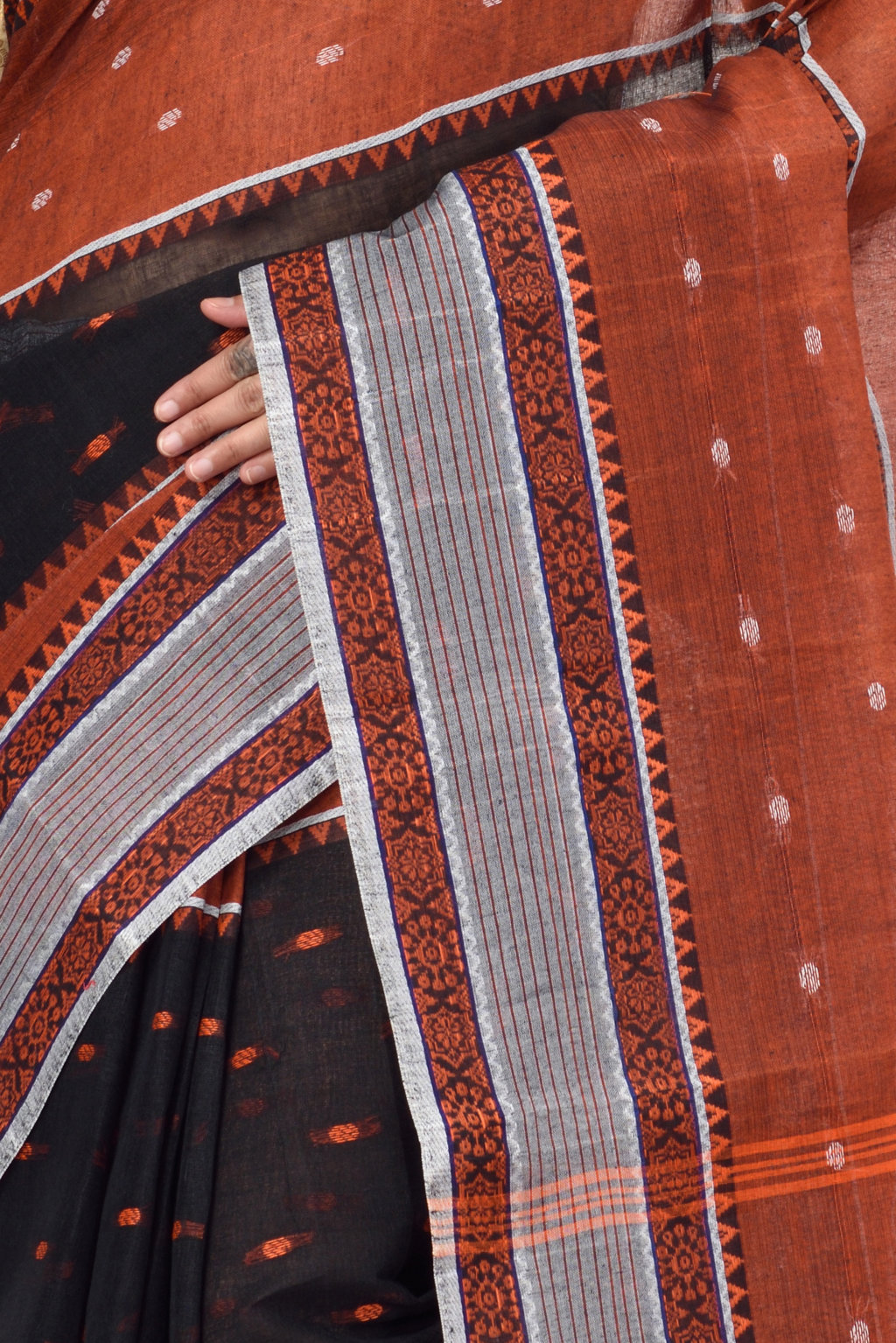 Black Pure Cotton Debdash Tant Saree (357)